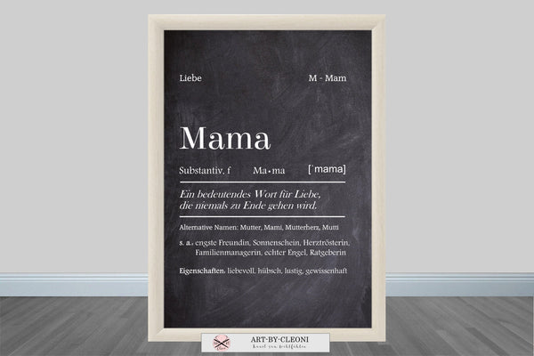 Kunstdruck MAMA Definition Tafel