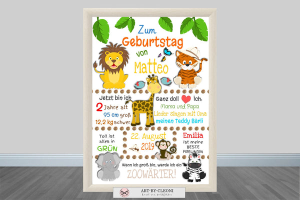 Kunstdruck GEBURTSTAG Safari