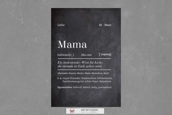 Kunstdruck MAMA Definition Tafel