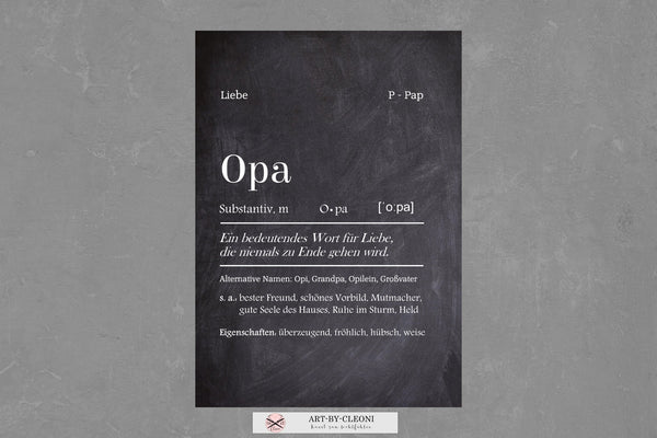 Kunstdruck OPA Definition Tafel