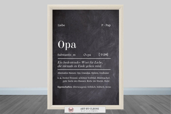 Kunstdruck OPA Definition Tafel
